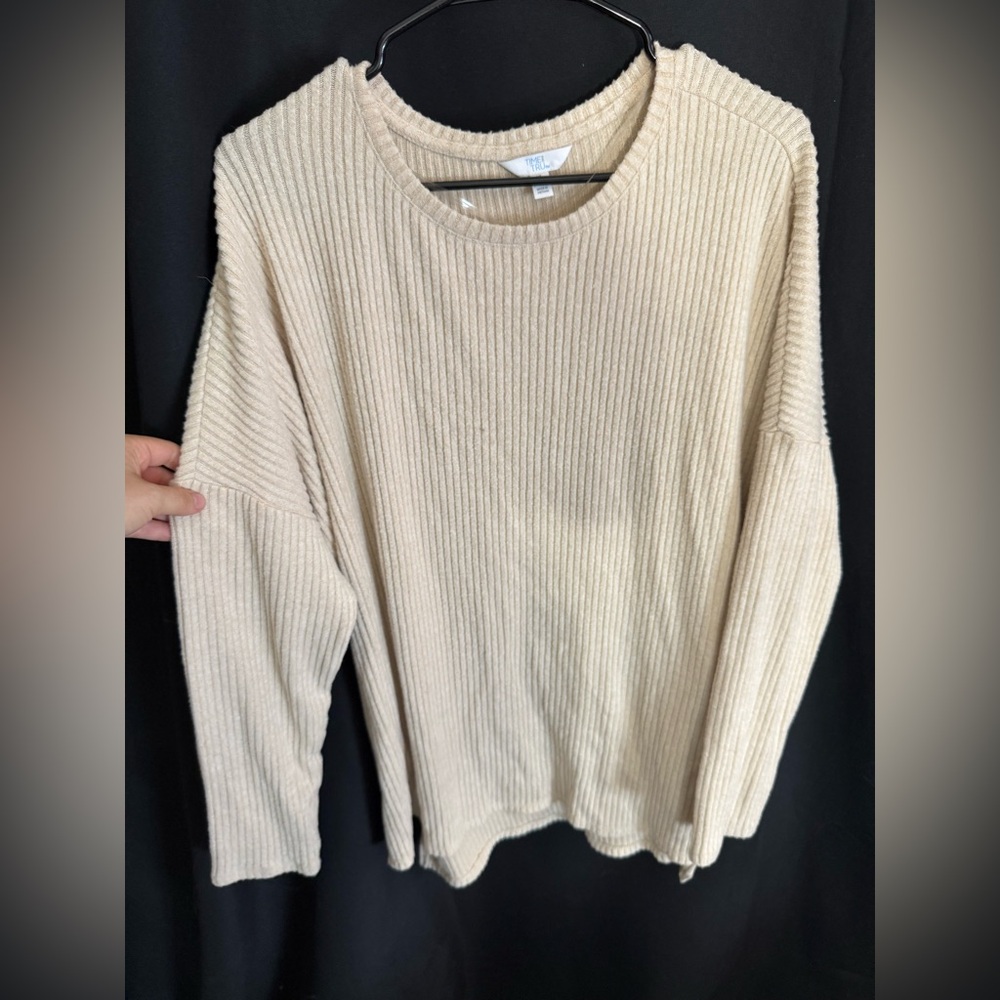 Time and Tru Women's Cream Ribbed Sweater